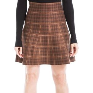 Max Studio Brown Plaid Short Sweater Skirt | Size L